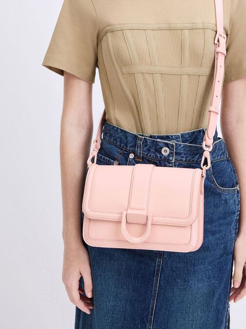 Gabine Leather Crossbody Bag, Pink, hi-res