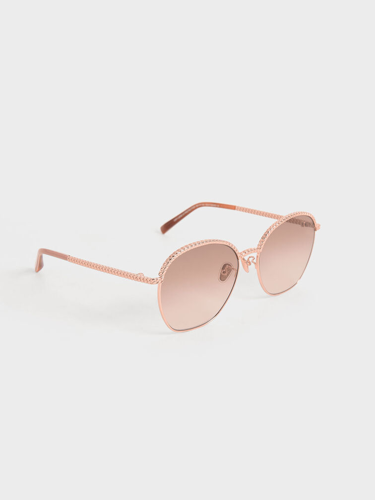 Braided Butterfly Sunglasses, Rose Gold, hi-res