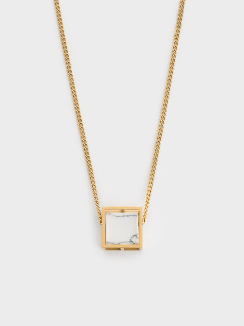 Briar Square Necklace, Gold, hi-res