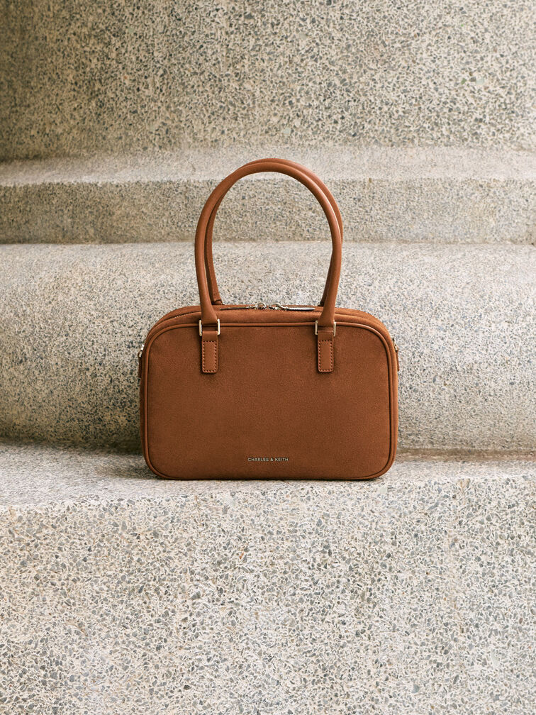 Sianna Recycled Suede Bowling Bag, Sienna Brown, hi-res
