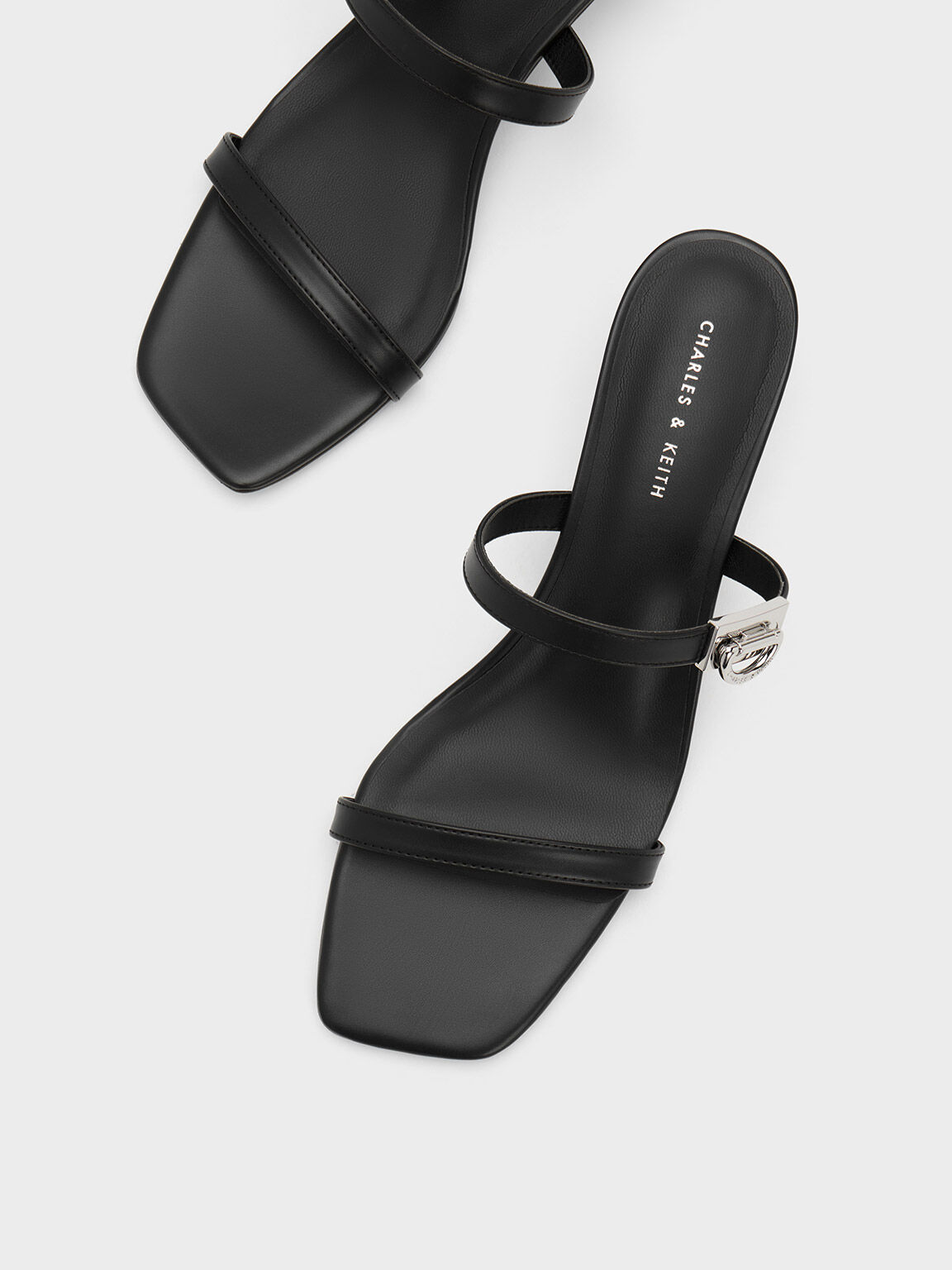 Black double strap mules 2025