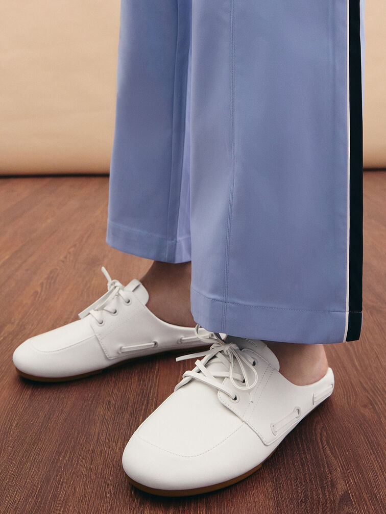 Slip-On Boat Shoes, White, hi-res