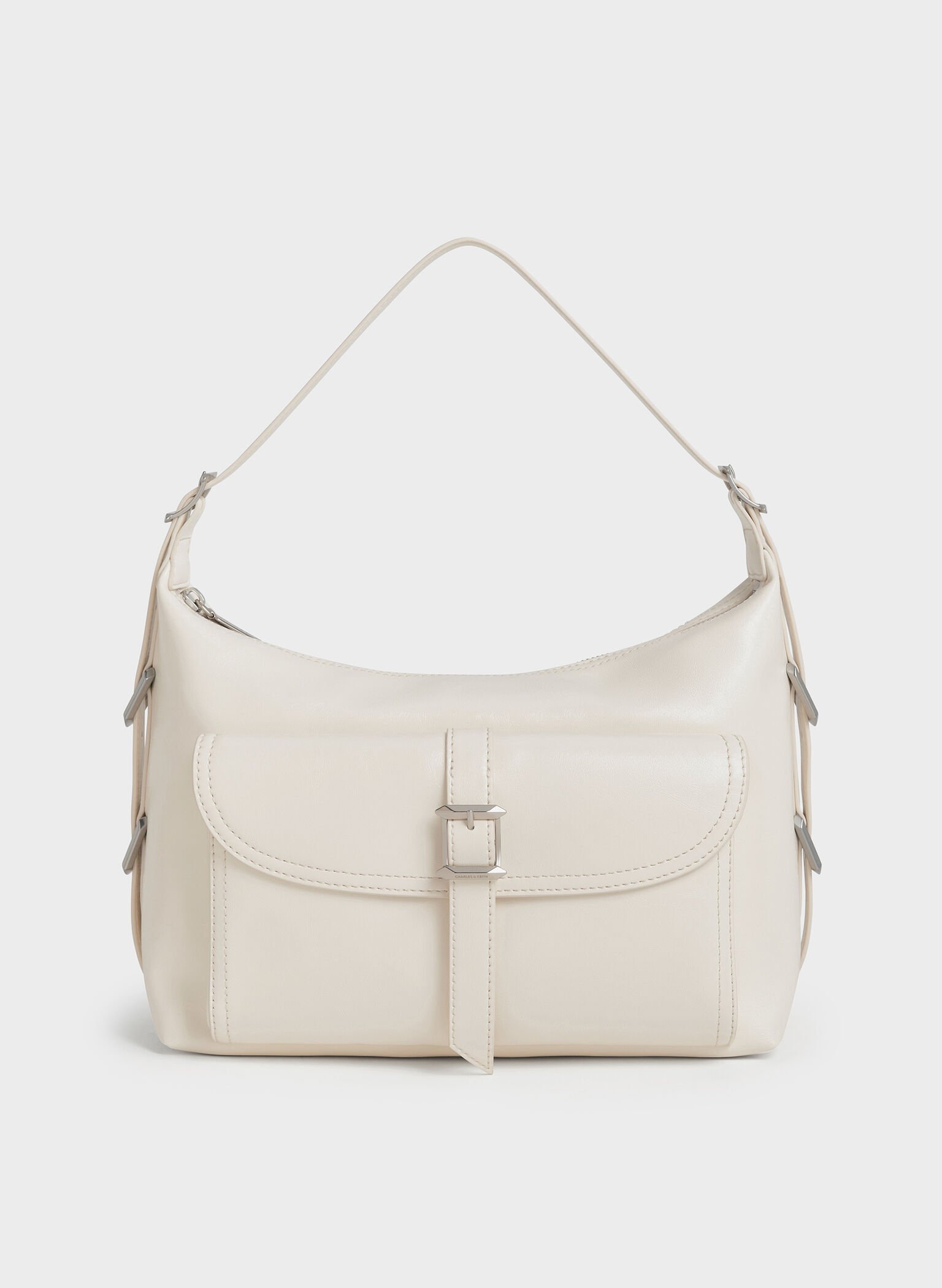 Bryna Belted Hobo Bag, Cream, hi-res