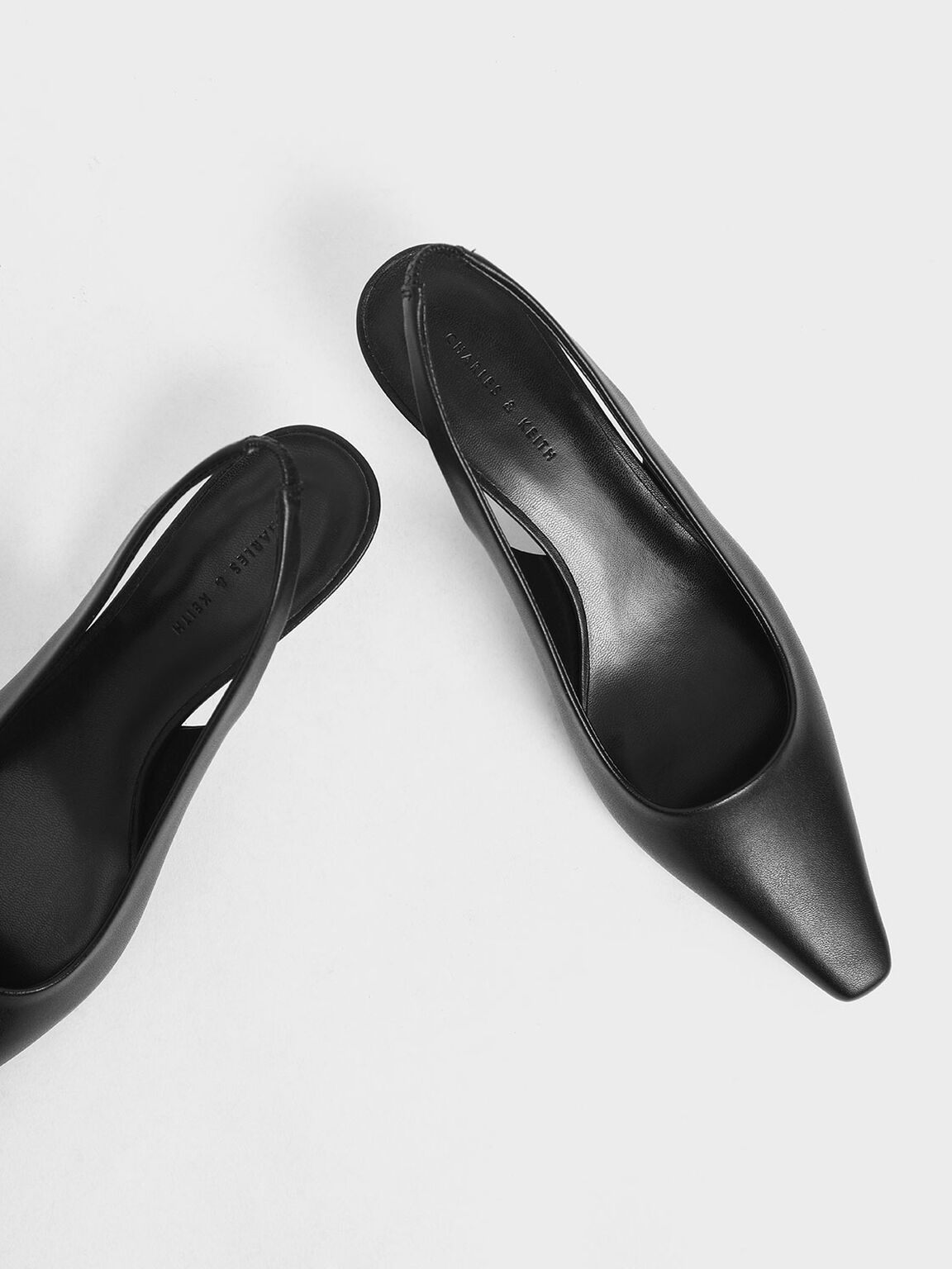 black patent kitten heel slingbacks