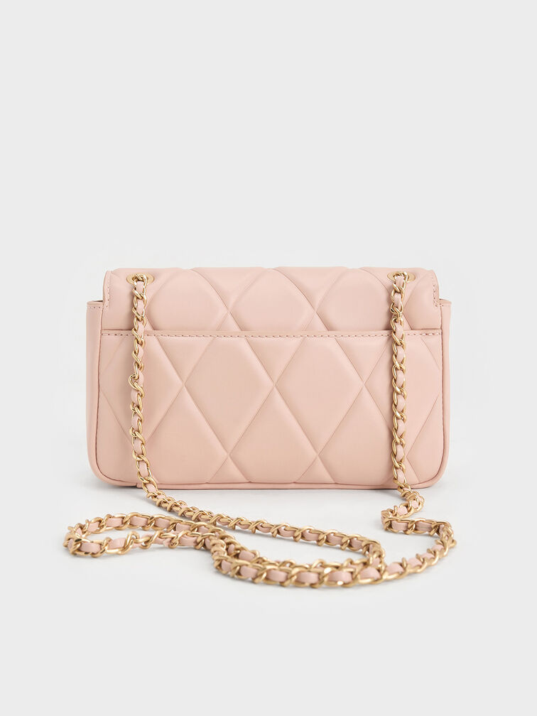Arwen Diamond-Quilt Shoulder Bag, Light Pink, hi-res