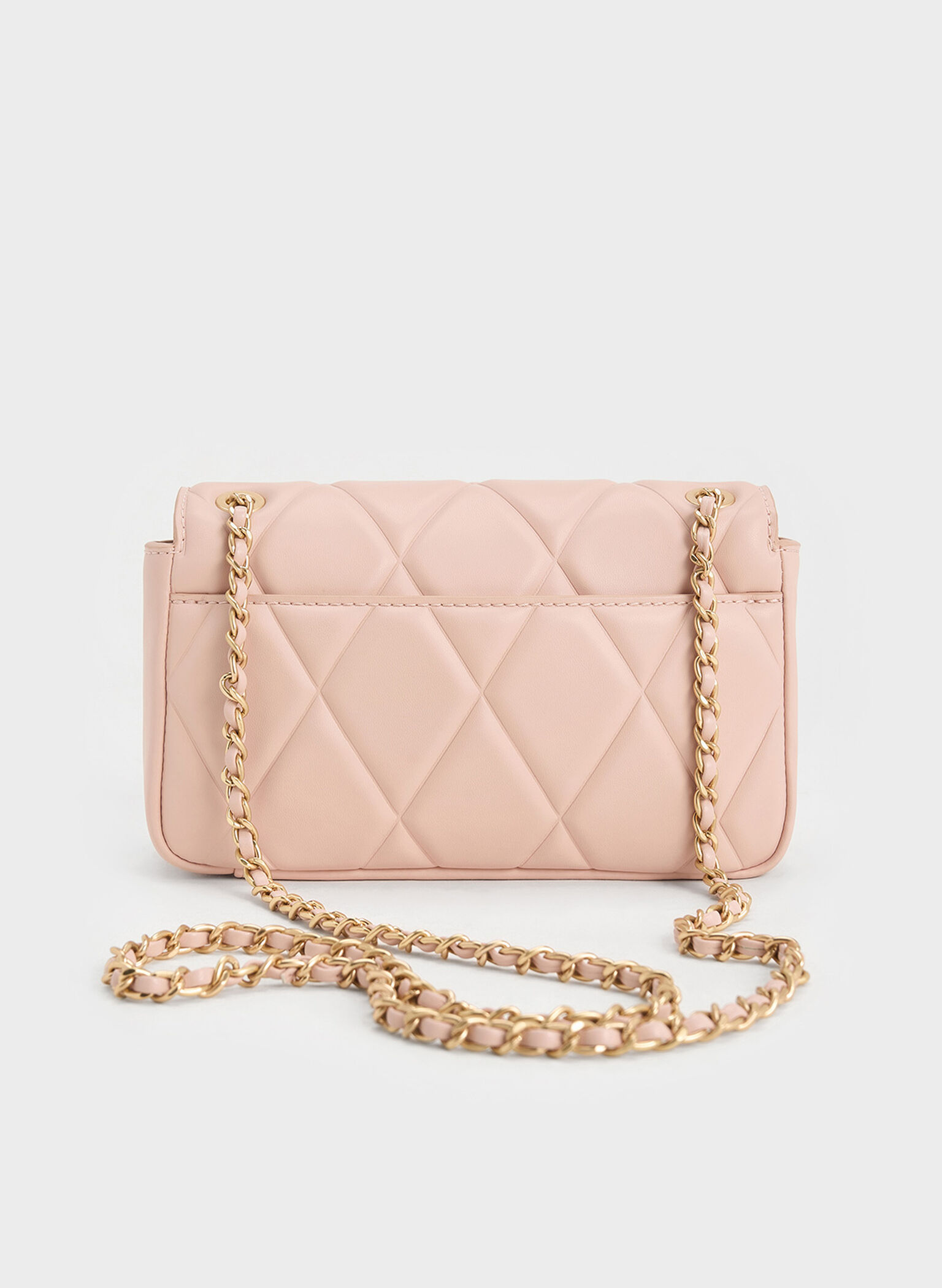 Arwen Diamond-Quilt Shoulder Bag, Light Pink, hi-res