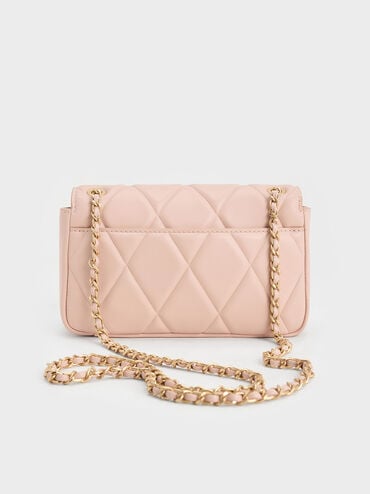 Arwen Diamond-Quilt Shoulder Bag, Light Pink, hi-res