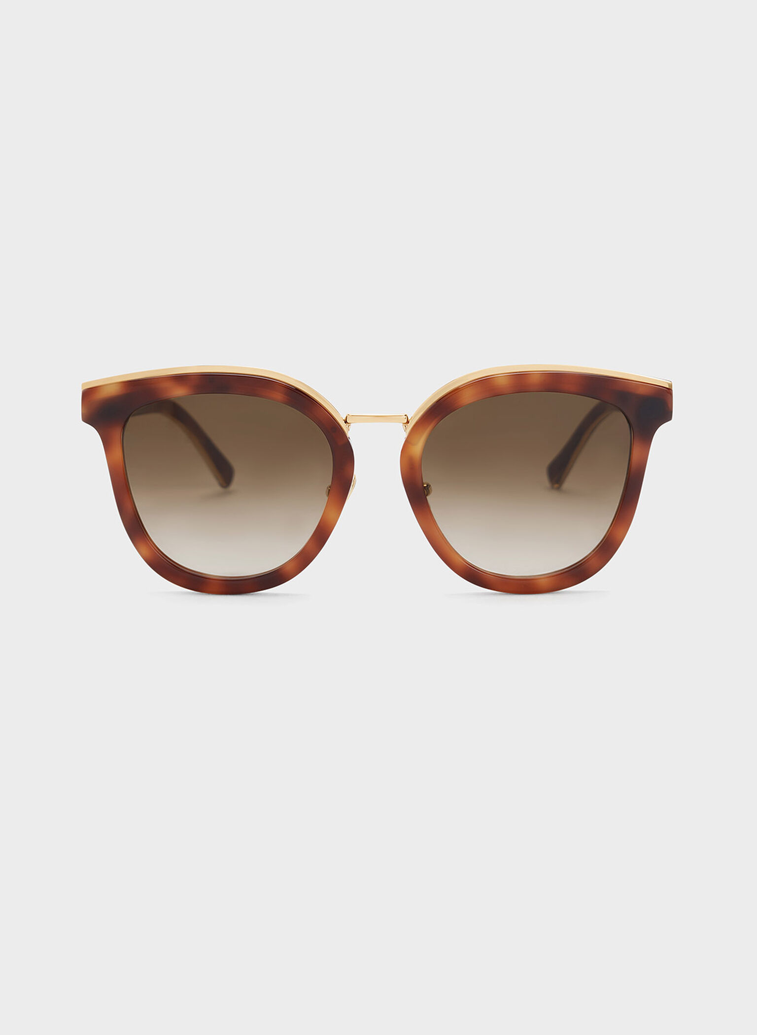 Recycled Acetate Metallic-Rim Sunglasses, T. Shell, hi-res