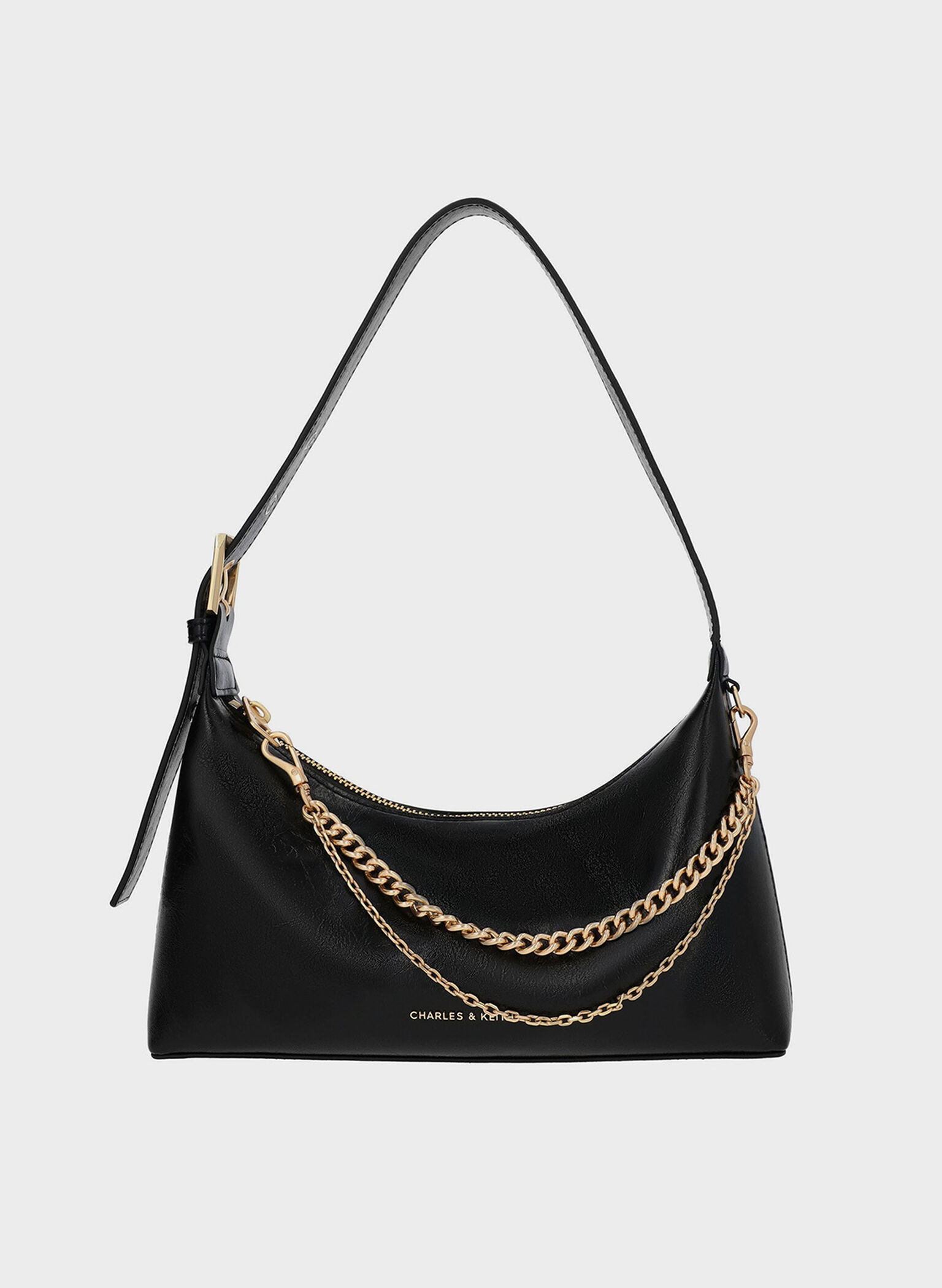 Atwood Chain-Embellished Shoulder Bag, Black, hi-res