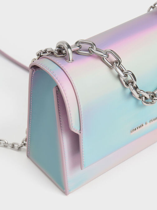 Ombre Front Flap Chain Handle Bag, Lilac, hi-res