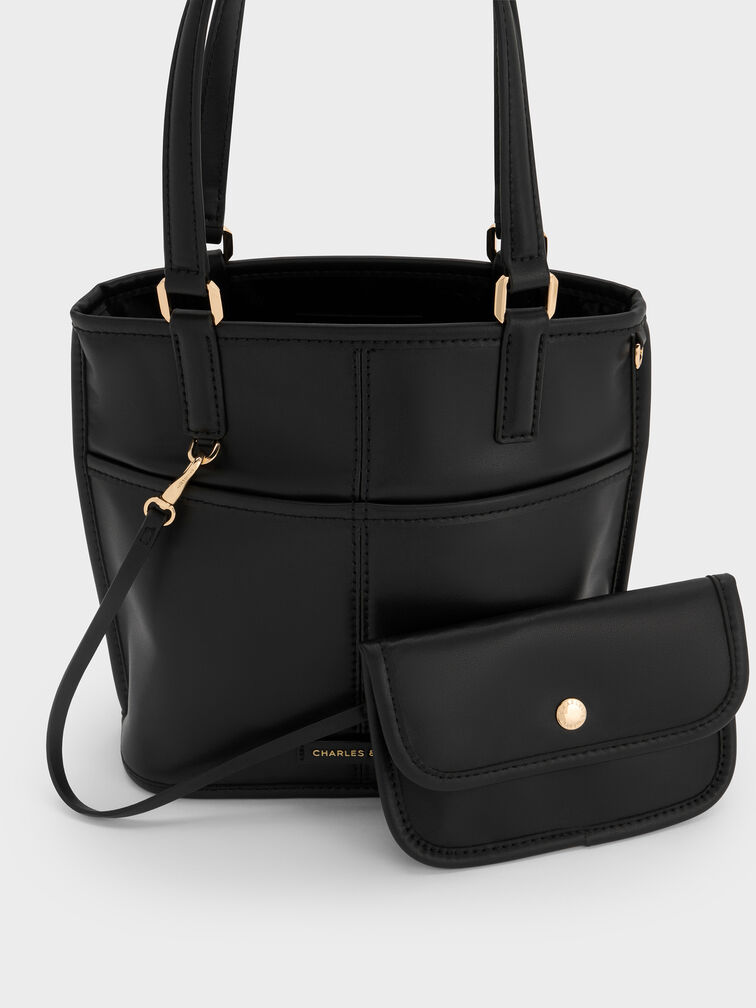 Addison Knotted-Rope Reversible Tote Bag, Black, hi-res