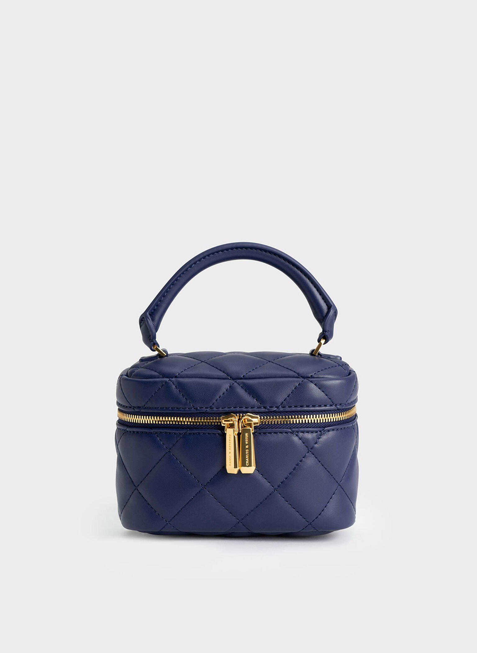 Quilted Vanity Pouch, Navy, hi-res