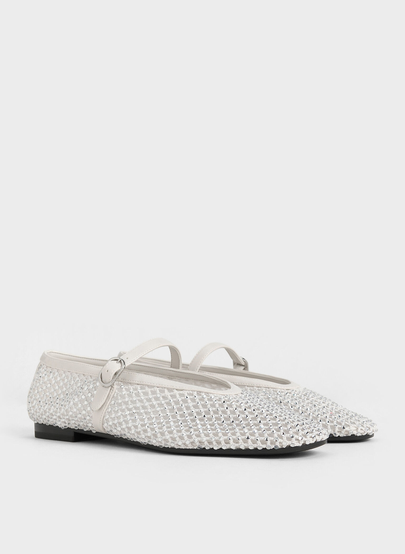 Maggie Mesh Crystal-Embellished Mary Janes, White, hi-res