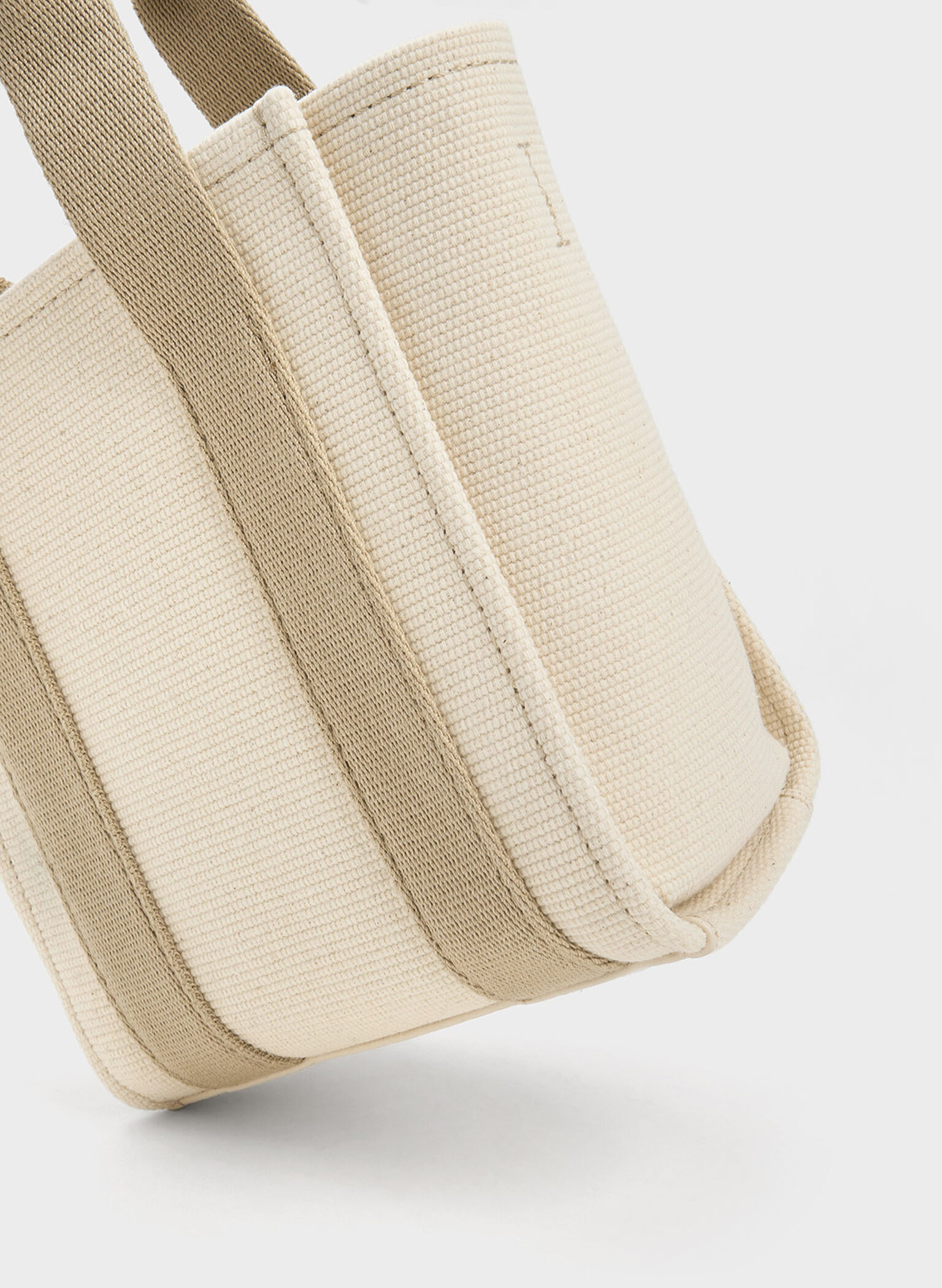 Mini Kay Canvas Contrast-Trim Tote Bag, Taupe, hi-res