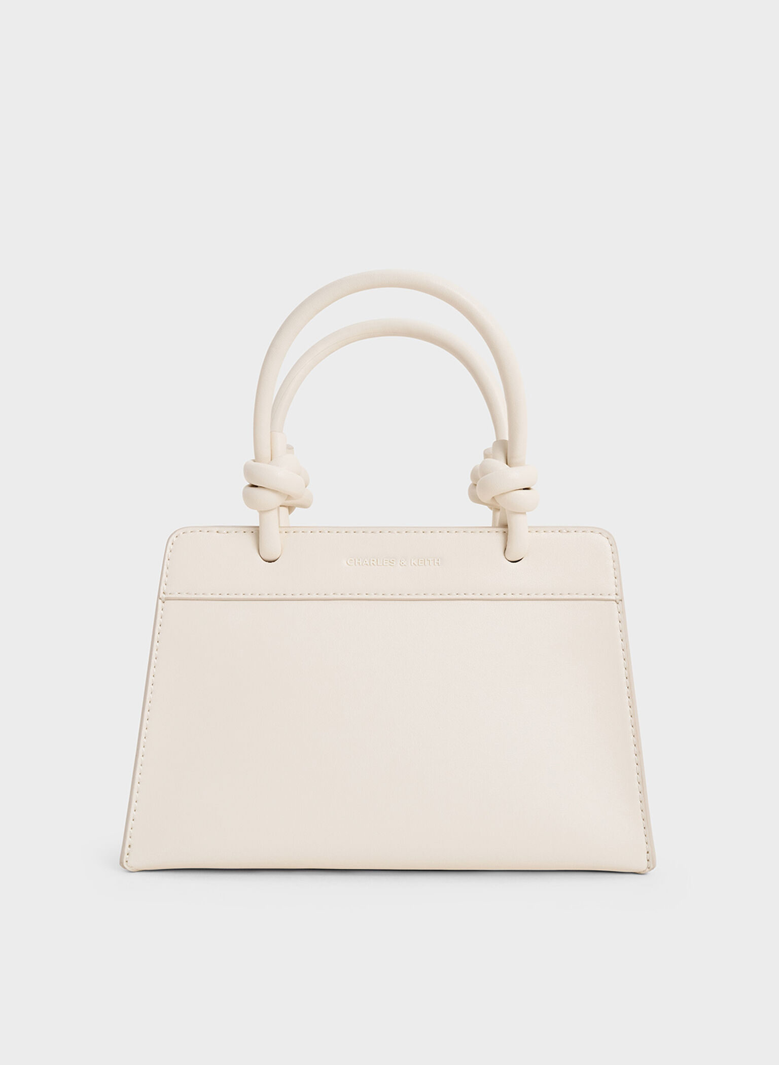 Sabine Knotted-Handle Trapeze Tote Bag, Cream, hi-res