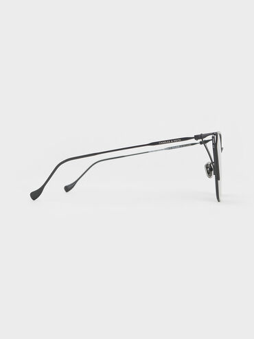 Shea Metallic-Rim Square Sunglasses, Black, hi-res
