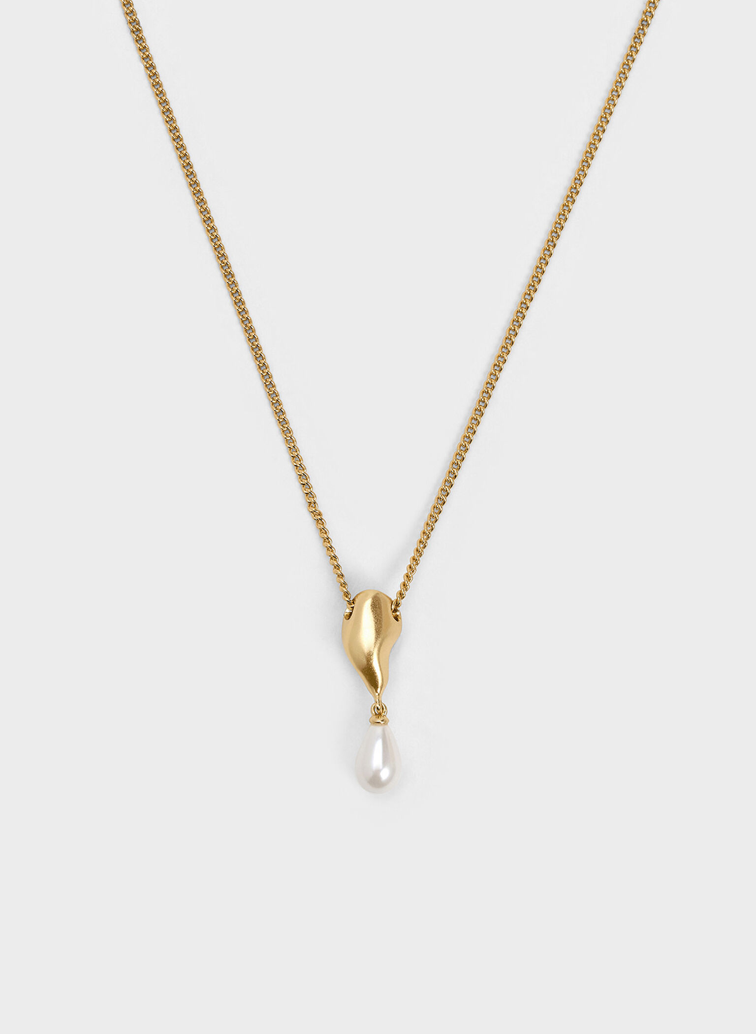Corrine Teardrop Pearl Necklace, Brush Gold, hi-res