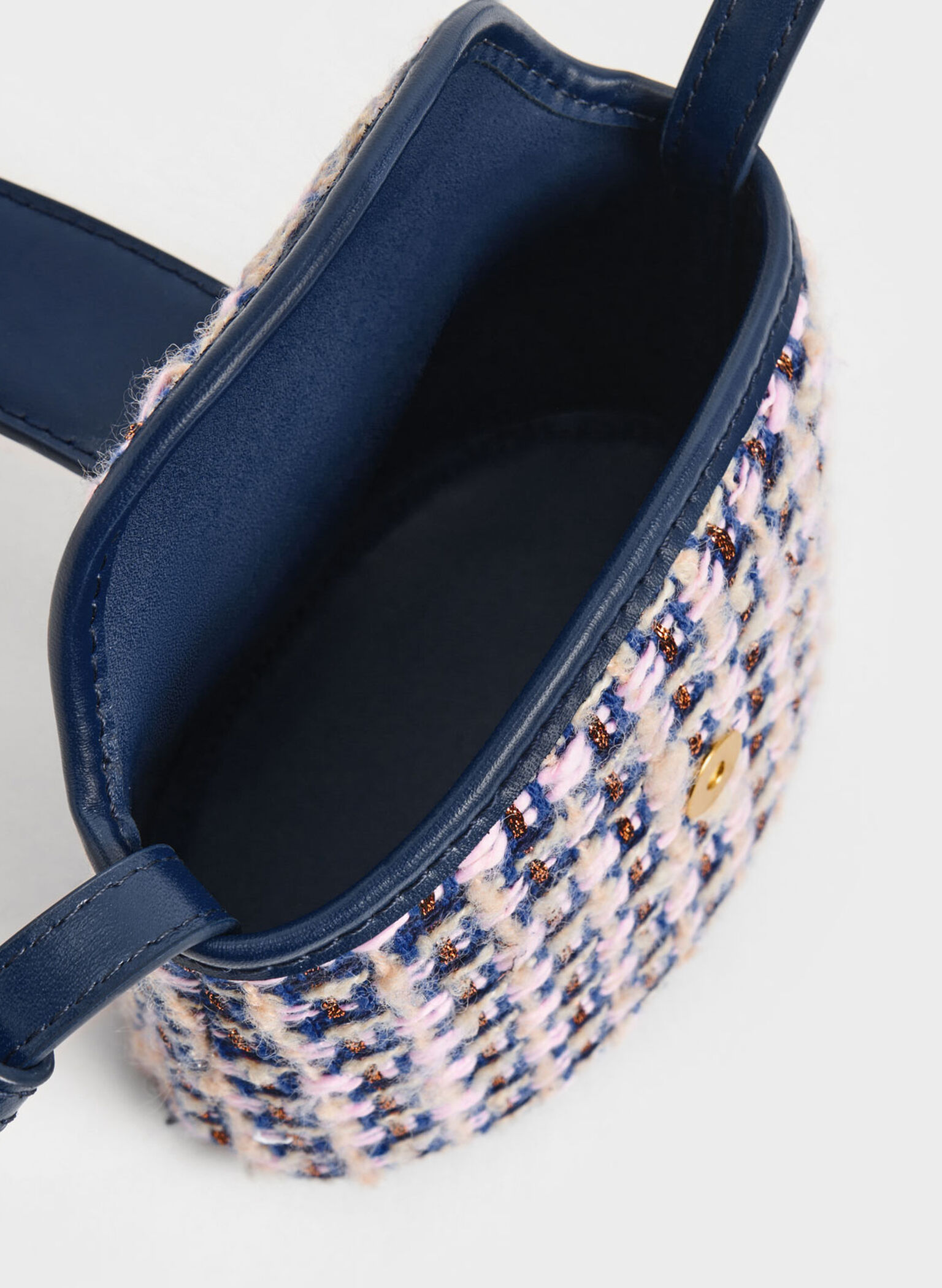 Gabine Tweed Bucket Bag, Navy, hi-res