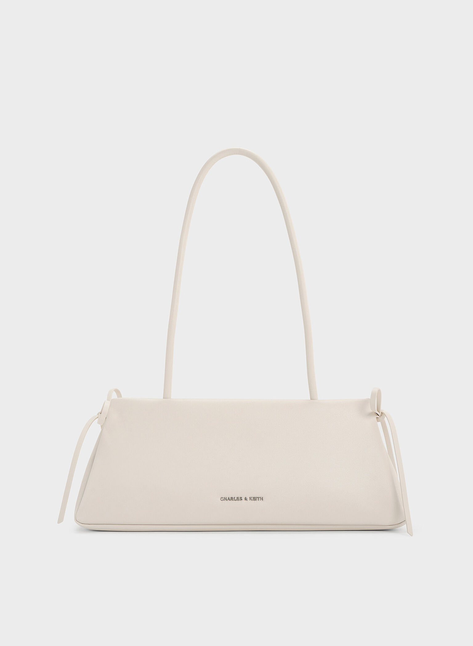 Hazel Bow Elongated Trapeze Shoulder Bag, Meringue White, hi-res