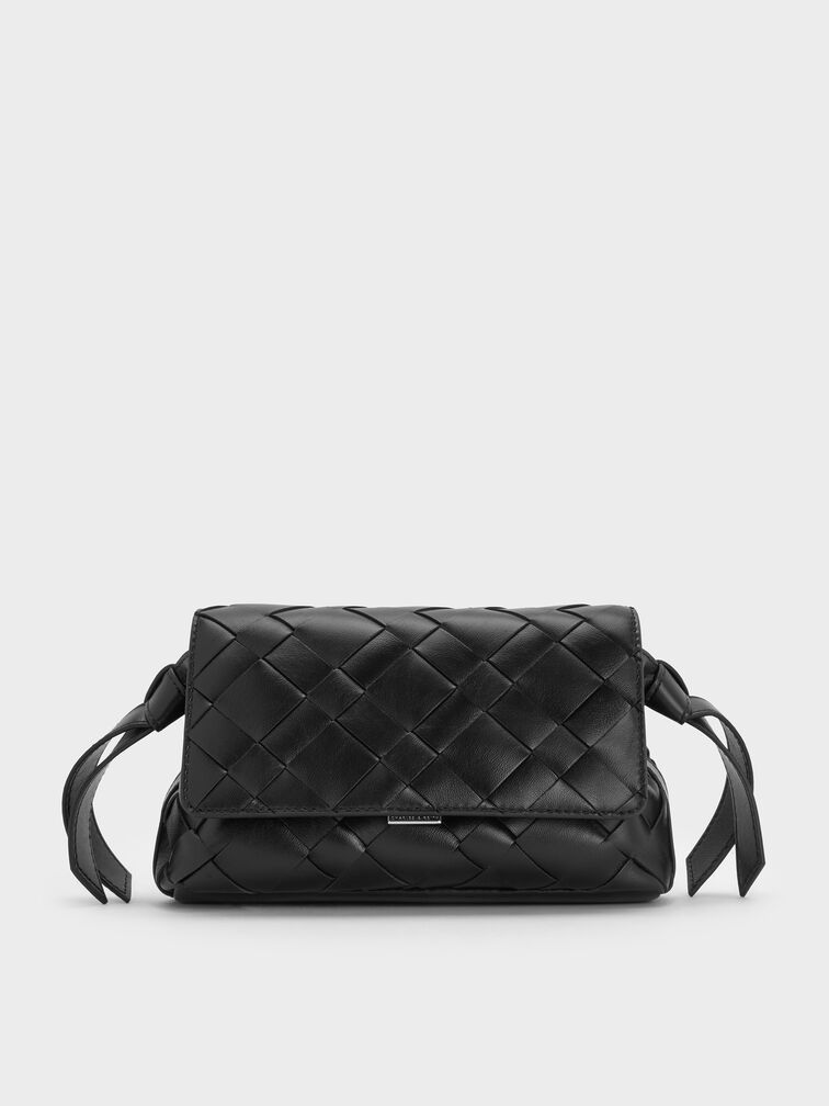 Ivette Woven Crossbody Bag, Noir, hi-res