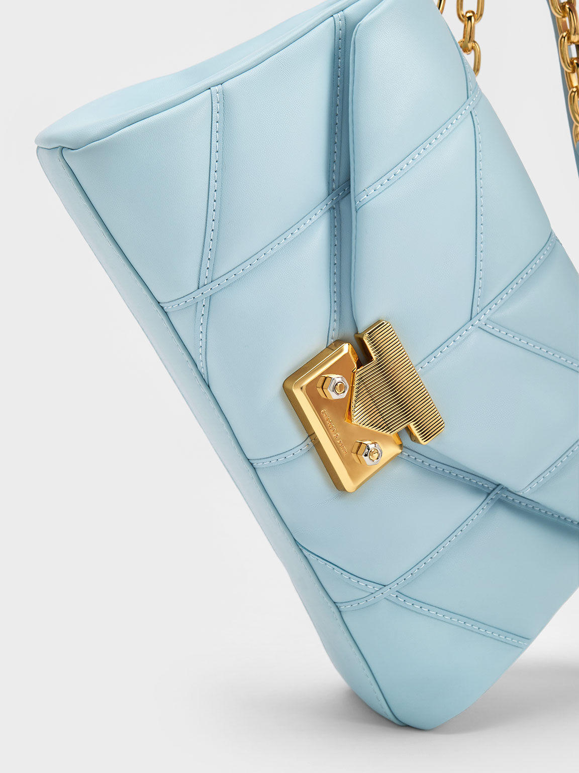 Blue Eudora Chevron Trapeze Bag CHARLES KEITH UK