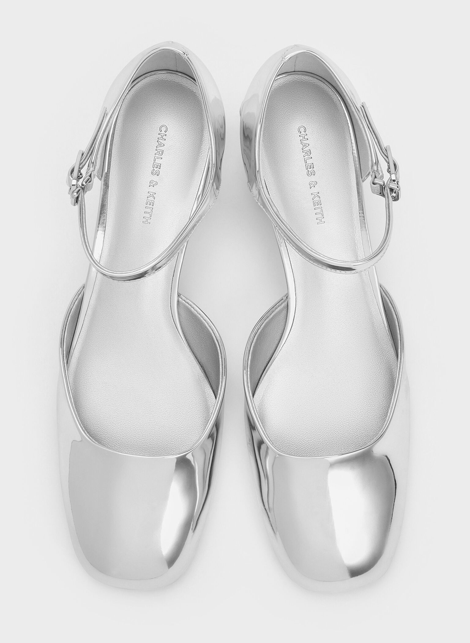 Metallic D'Orsay Ankle-Strap Pumps, Silver, hi-res