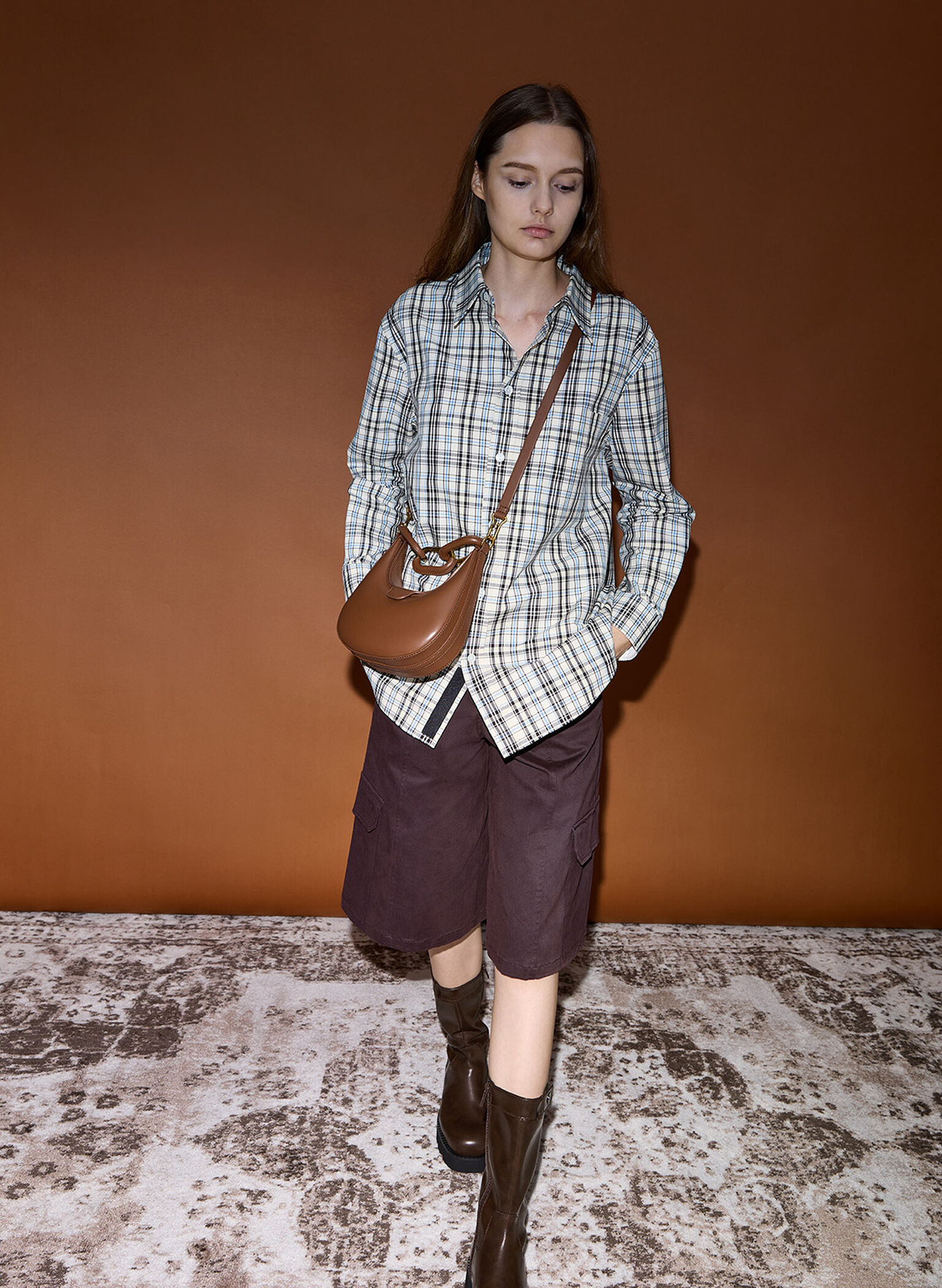 Mini Kora Chain-Link Moon Bag, Chocolate, hi-res