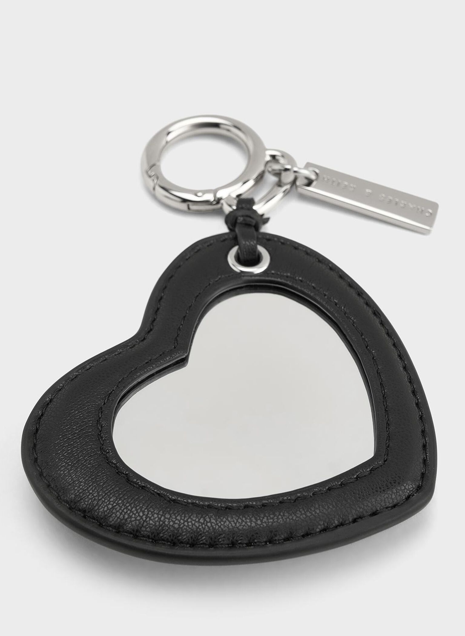 Heart Quilted Mirror Charm, Noir, hi-res