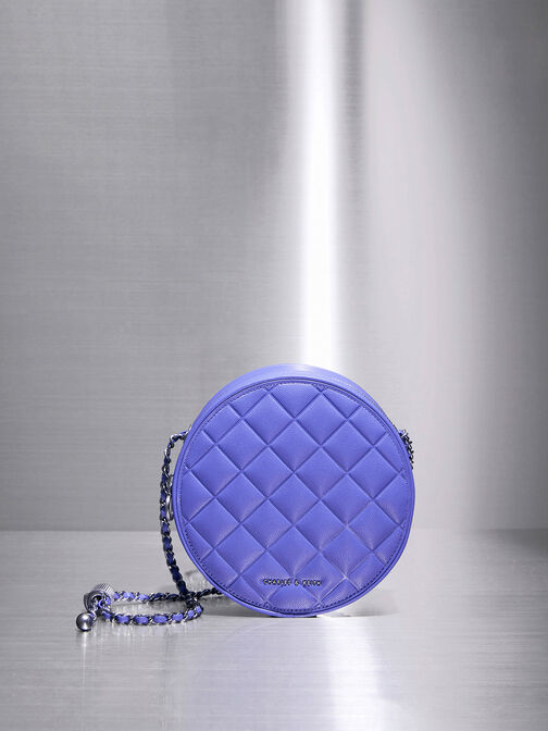 Kwan Quilted Circle Bag, Purple, hi-res