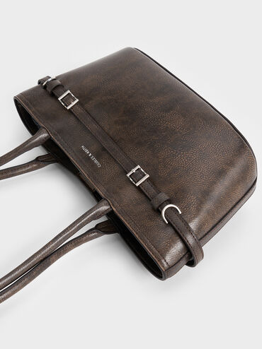 Sloane Elongated-Handle Shoulder Bag, Dark Brown, hi-res