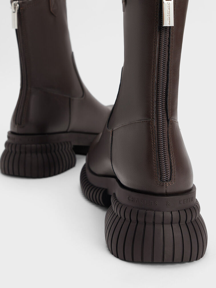 Elise Cowboy Platform Ankle Boots, Dark Brown, hi-res