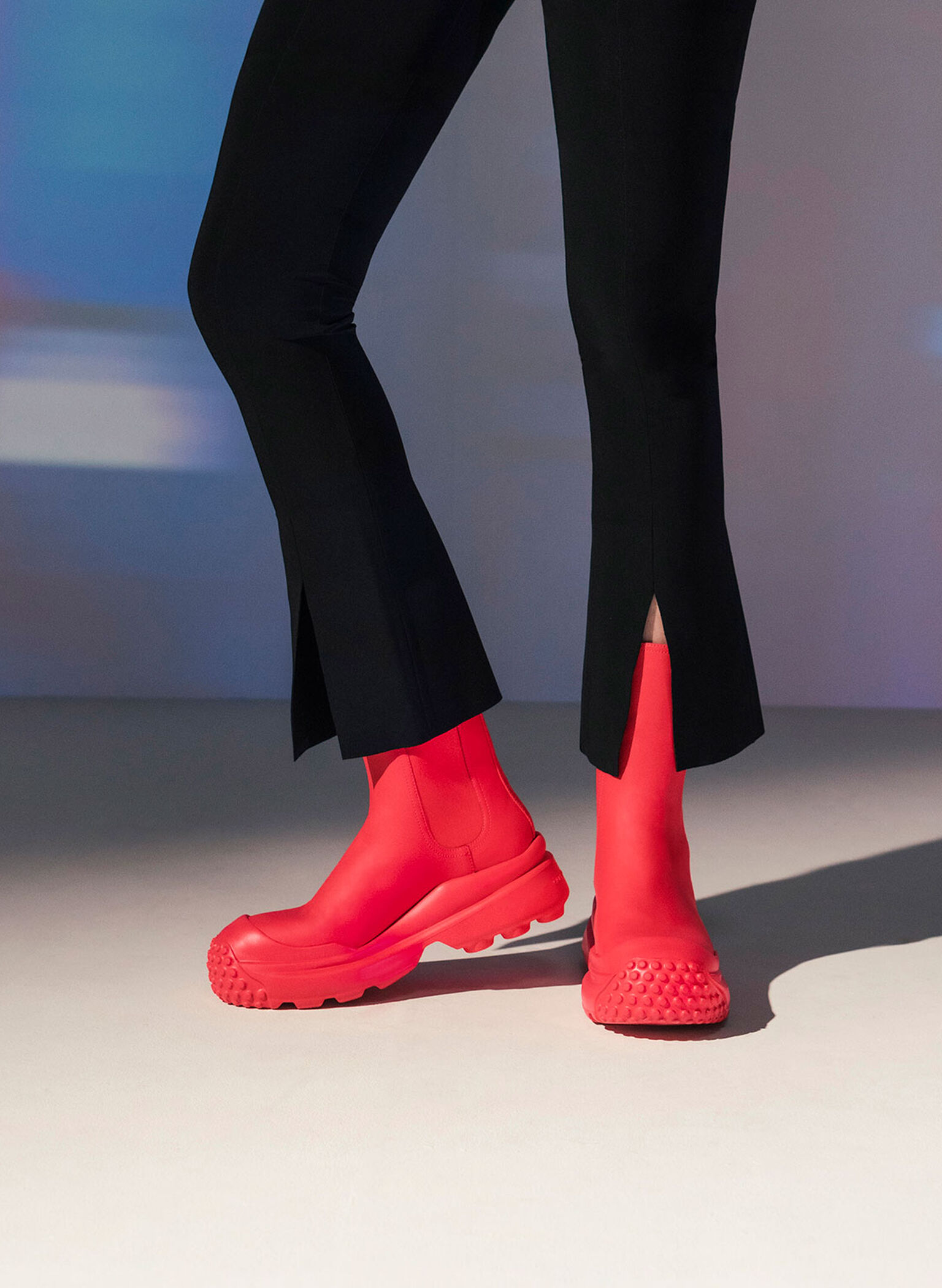 Elba Round-Toe Chelsea Boots, Red, hi-res