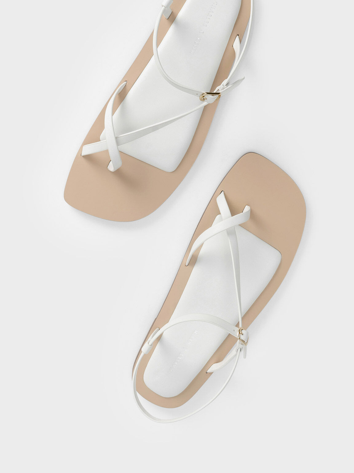 Asymmetric Toe Ring Sandals White