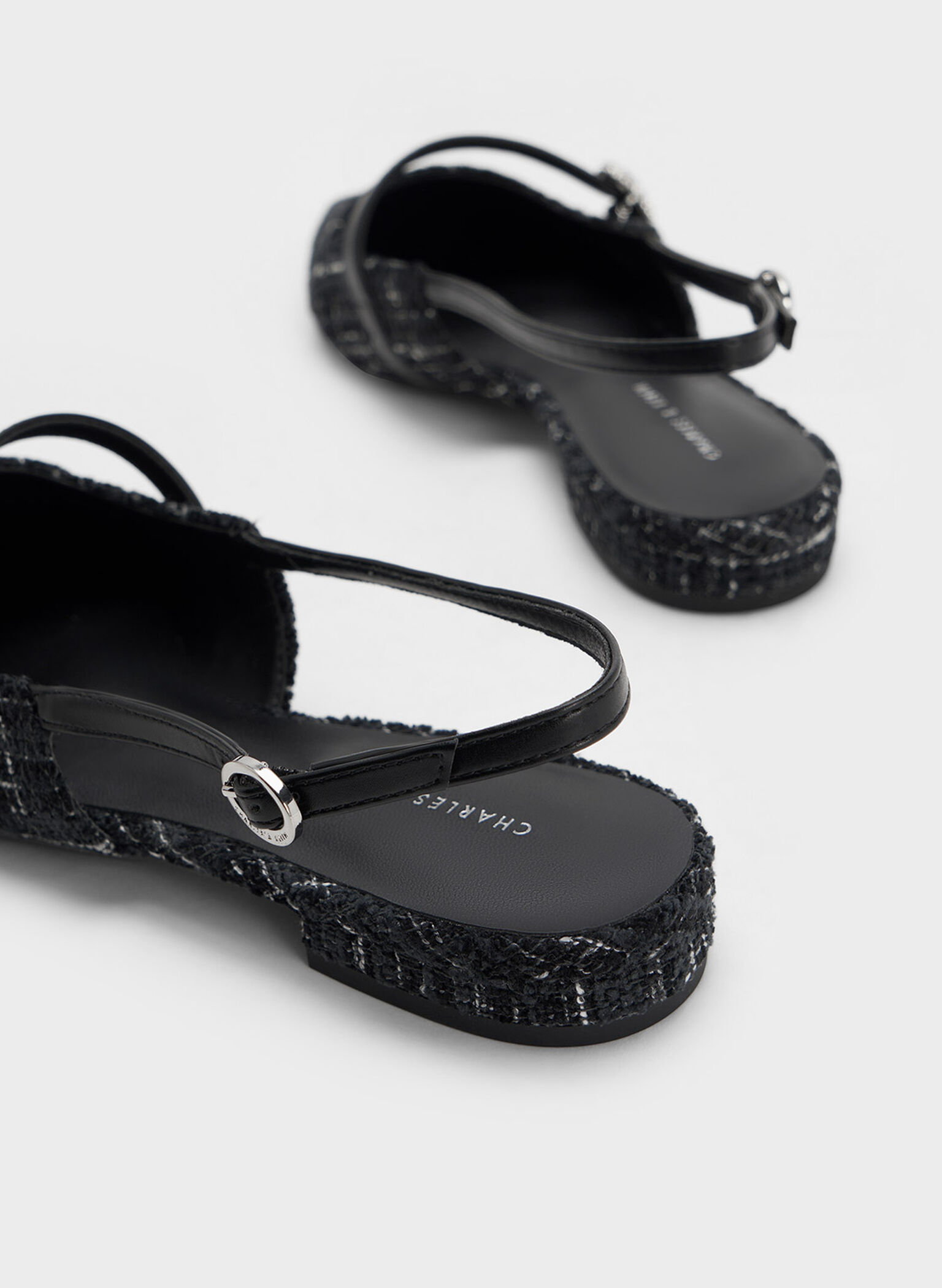 Tweed Crystal-Embellished Slingback Flats, Multi, hi-res