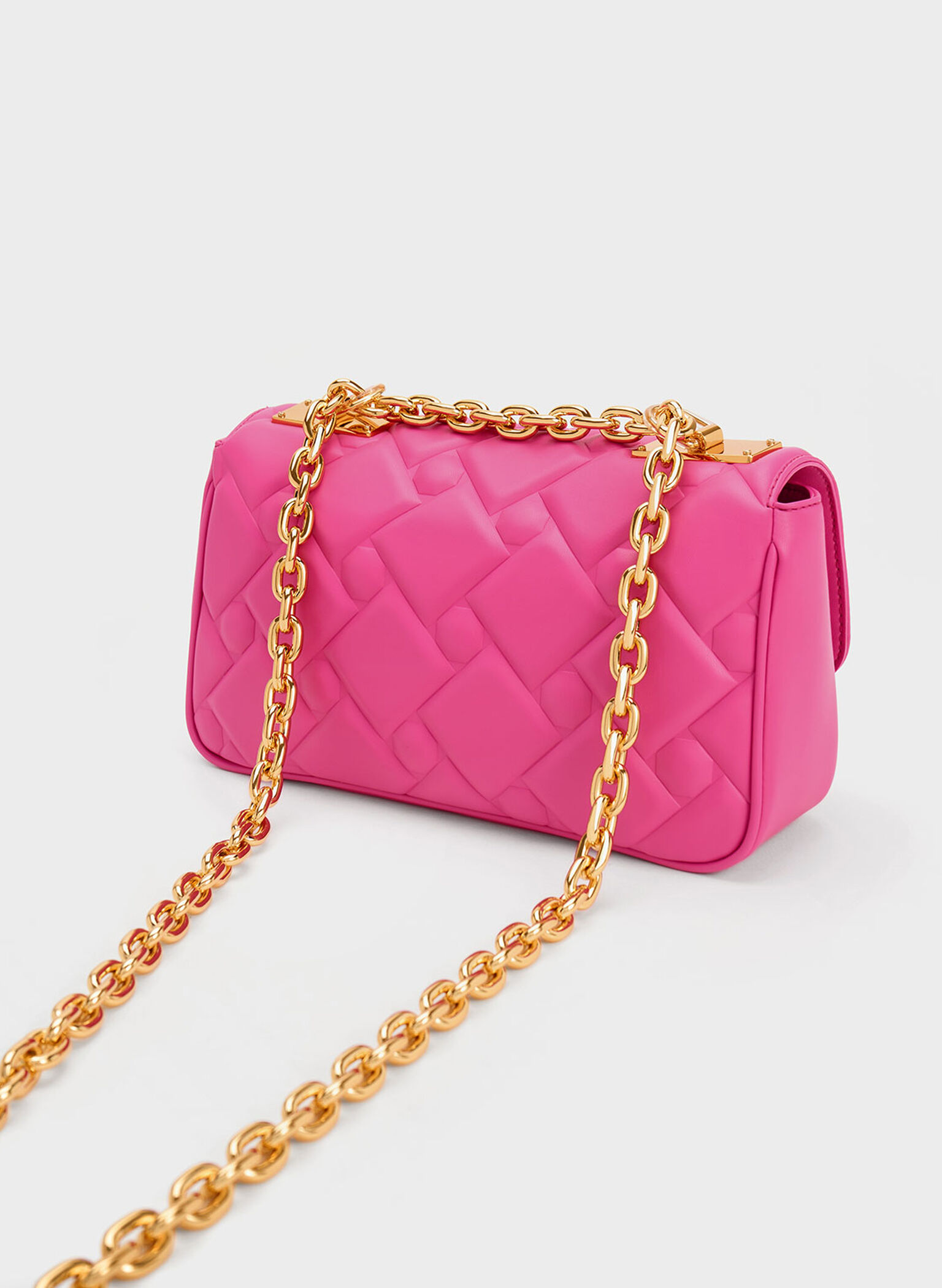 Tillie Quilted Chain Bag, Fuchsia, hi-res