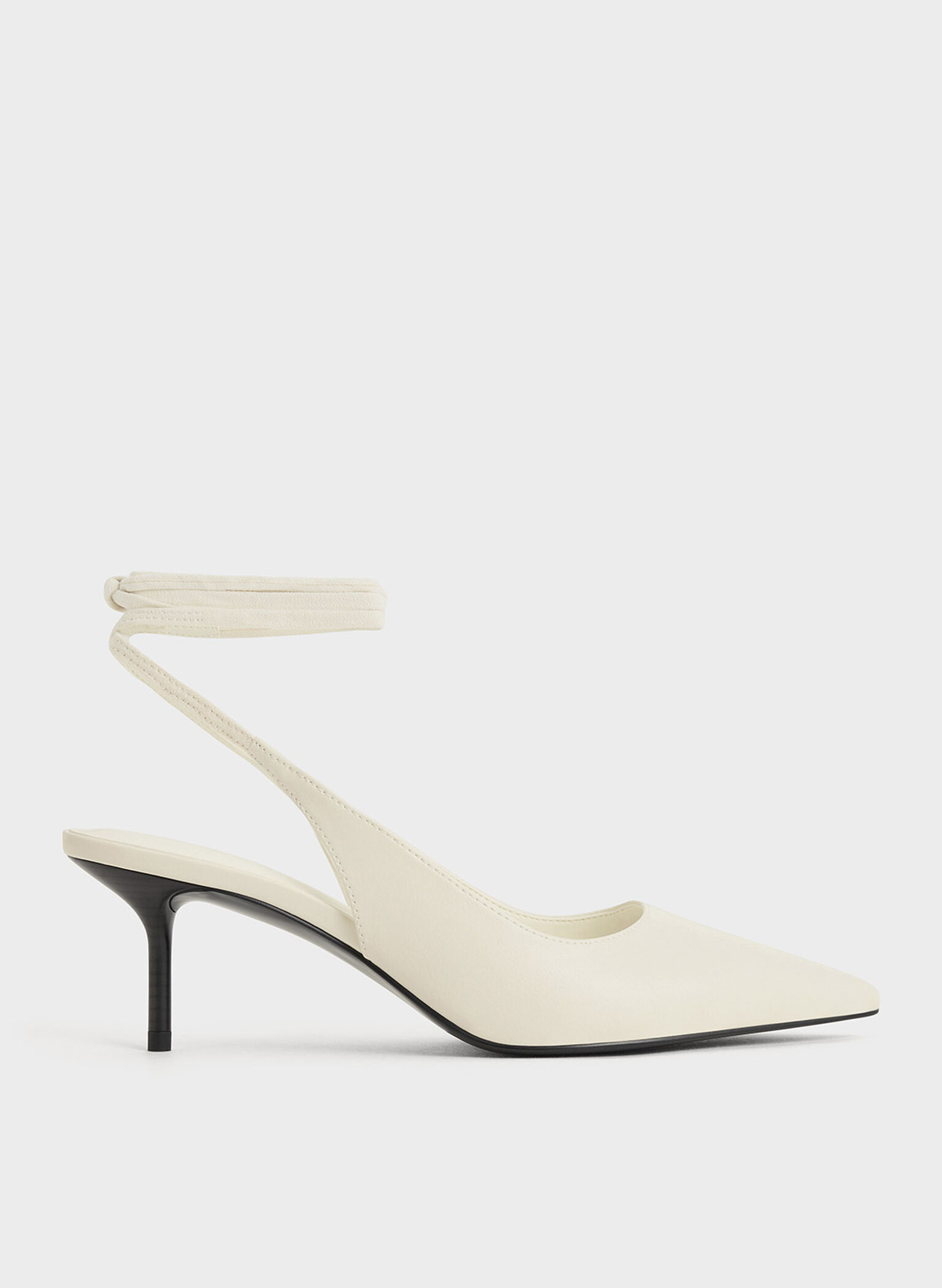 Textured Tie-Around Pointed-Toe Pumps, Cream, hi-res