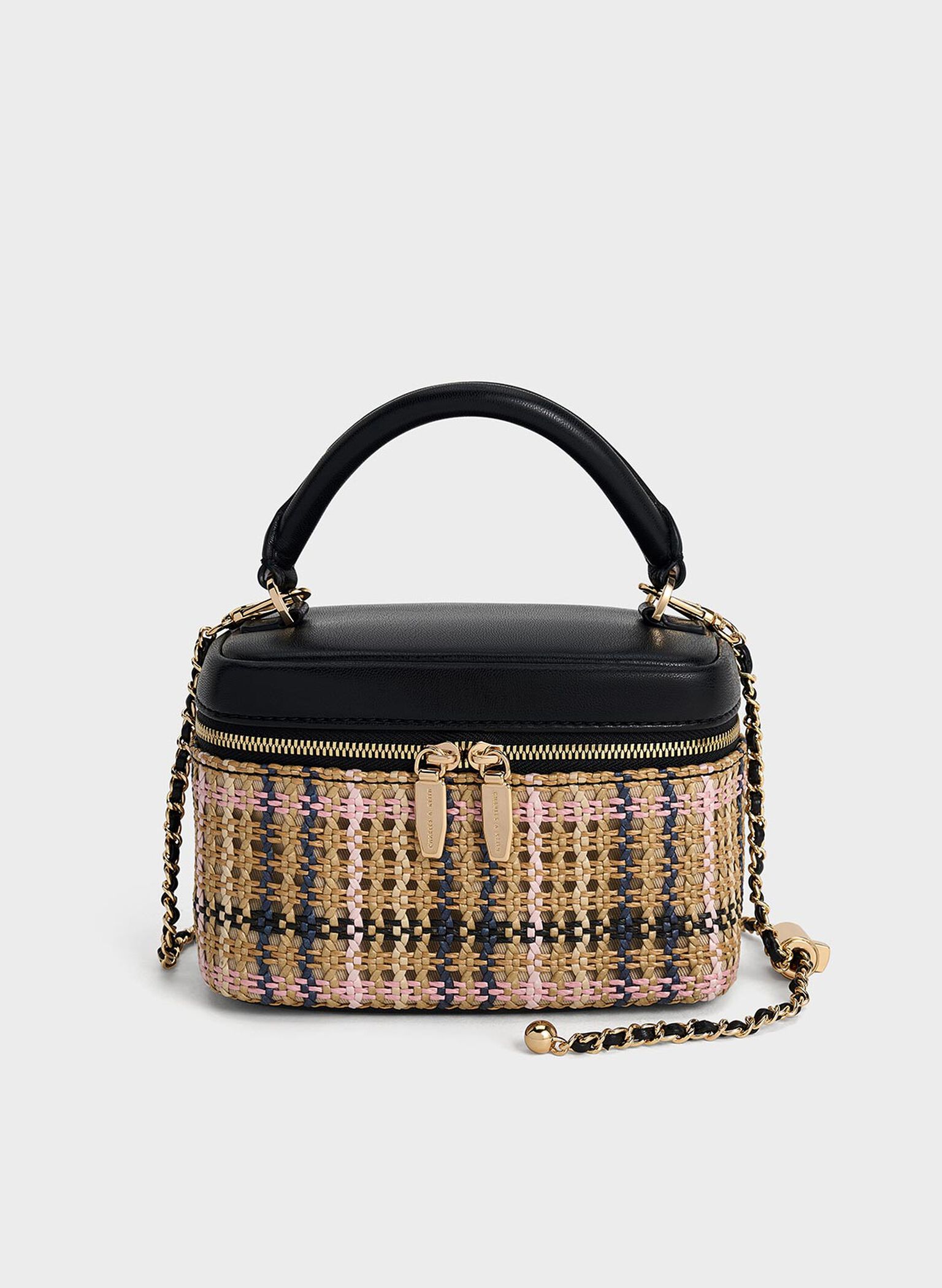 Arwen Tartan Top Handle Vanity Bag, Tartan Straw, hi-res