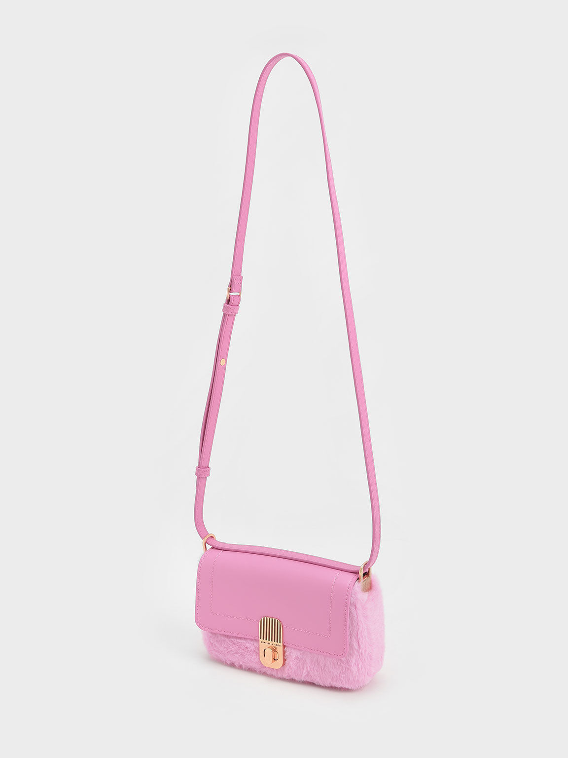 Enya Front Flap Turn-Lock Shoulder Bag, Pink, hi-res