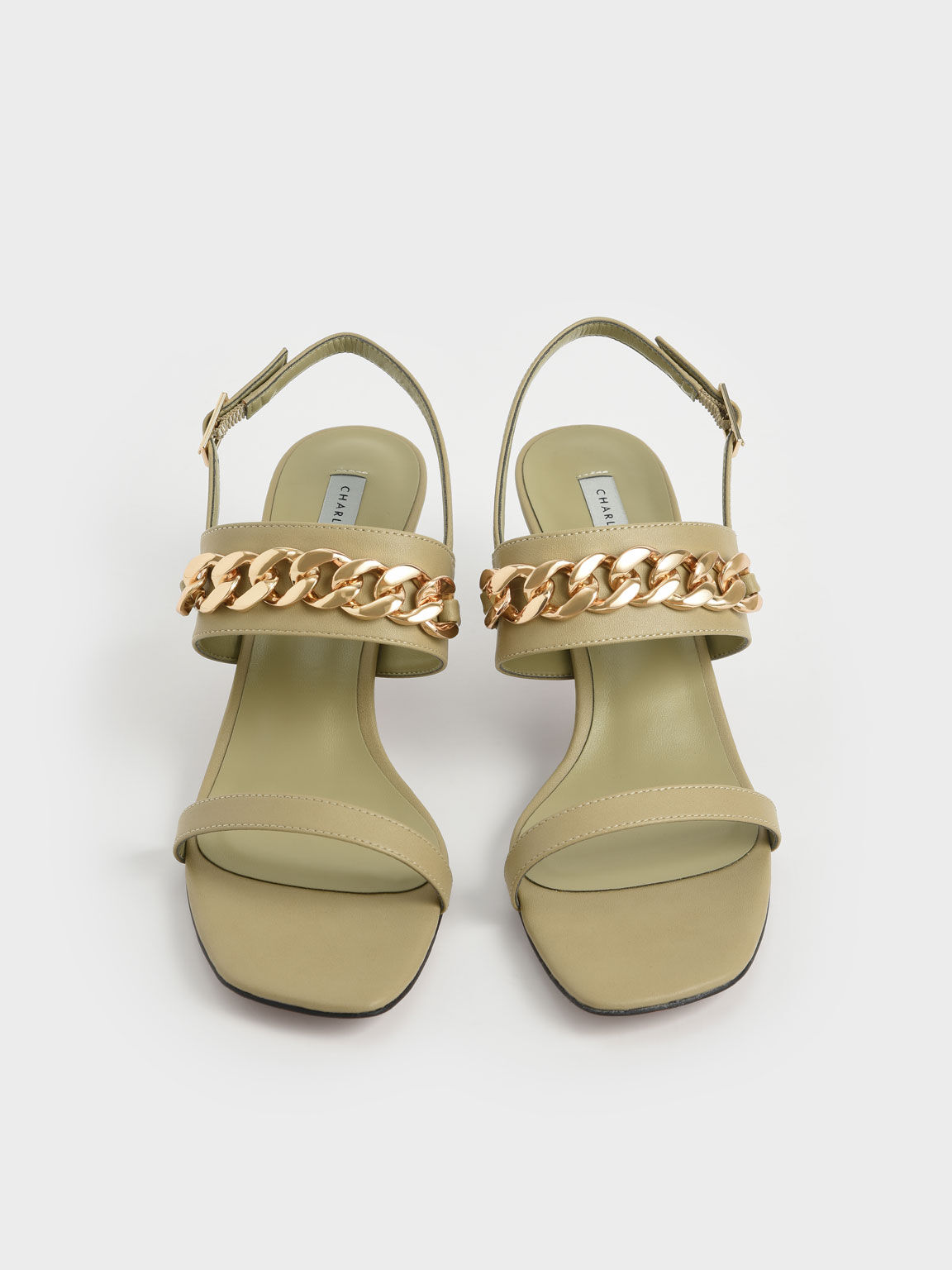 Chain Strap Heeled Sandals, Taupe, hi-res