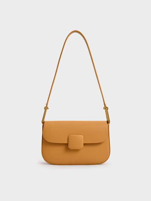 Koa Square Push-Lock Shoulder Bag, Orange, hi-res