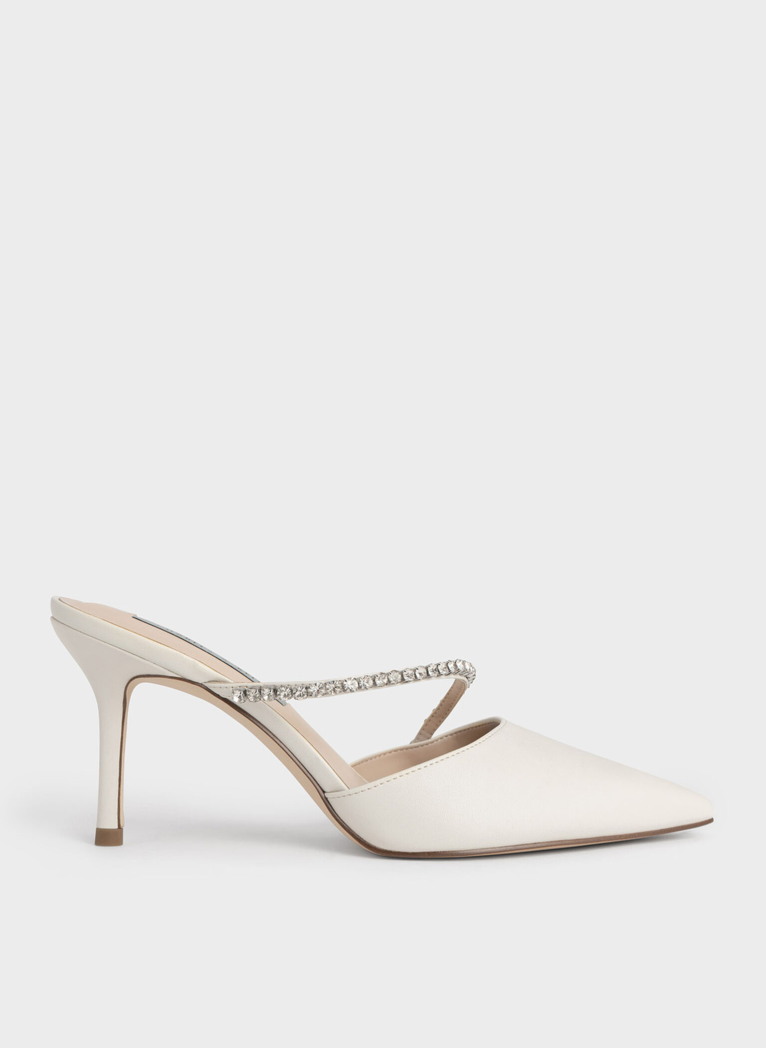 Gem-Encrusted Stiletto Mules, Chalk, hi-res