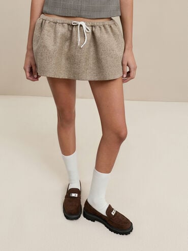 Lando Faux Suede Metallic-Accent Platform Loafers, Dark Brown Textured, hi-res