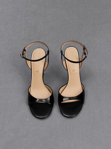 Leather Ankle-Strap Pumps, Black Box, hi-res
