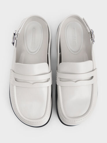 Slingback Penny Loafers, White, hi-res