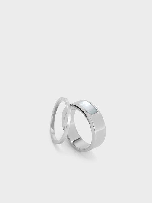 Briar Square Two-Ring Set, Pearl, hi-res