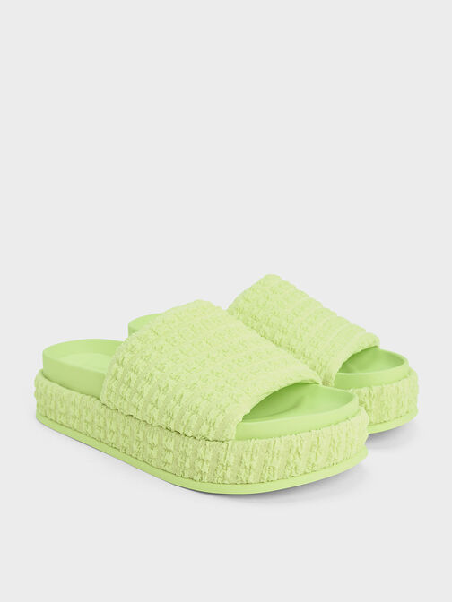 Loren Textured Platform Sandals, Light Green, hi-res