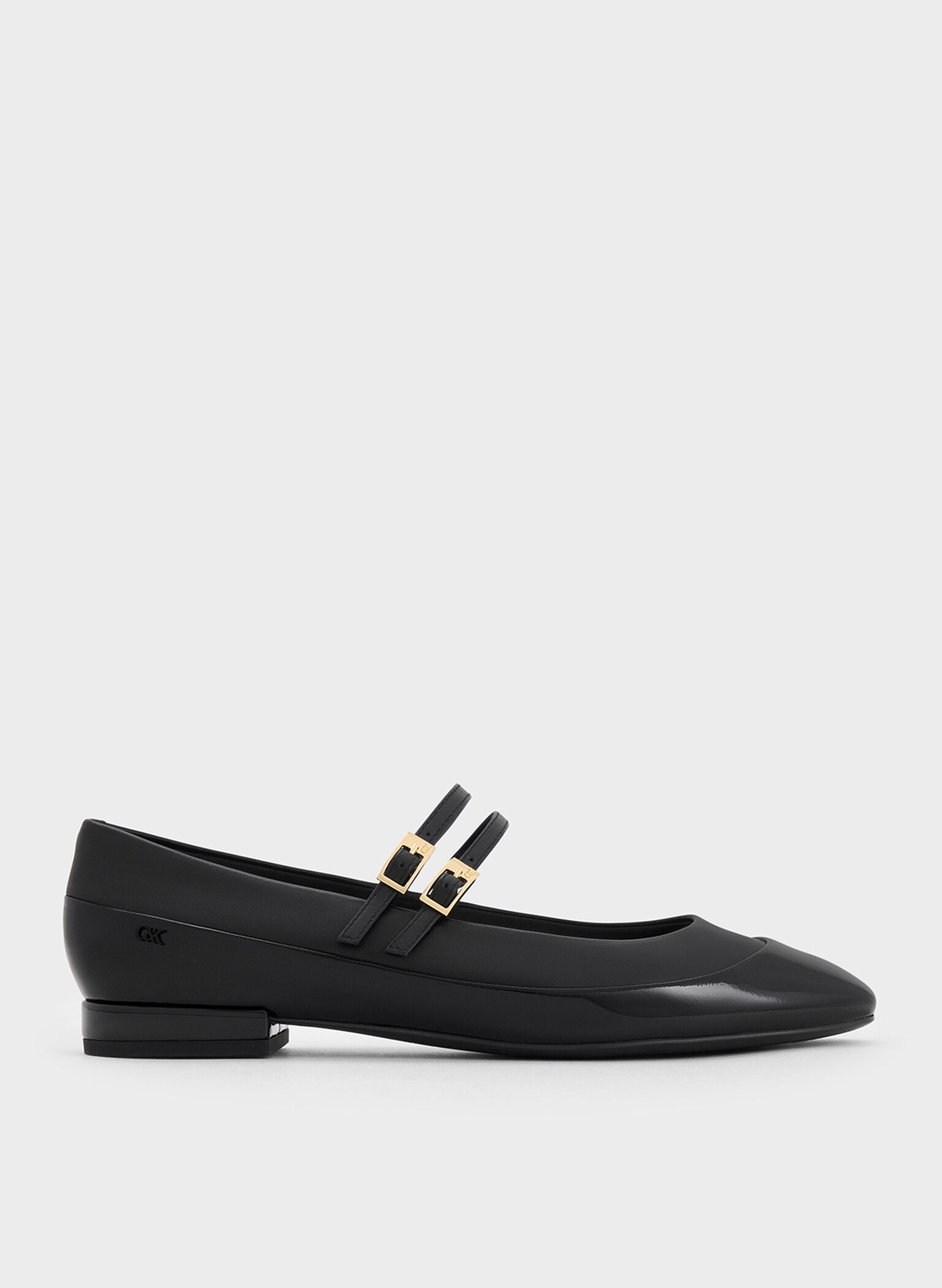 Leather & Patent Double-Strap Mary Jane Flats, Black, hi-res