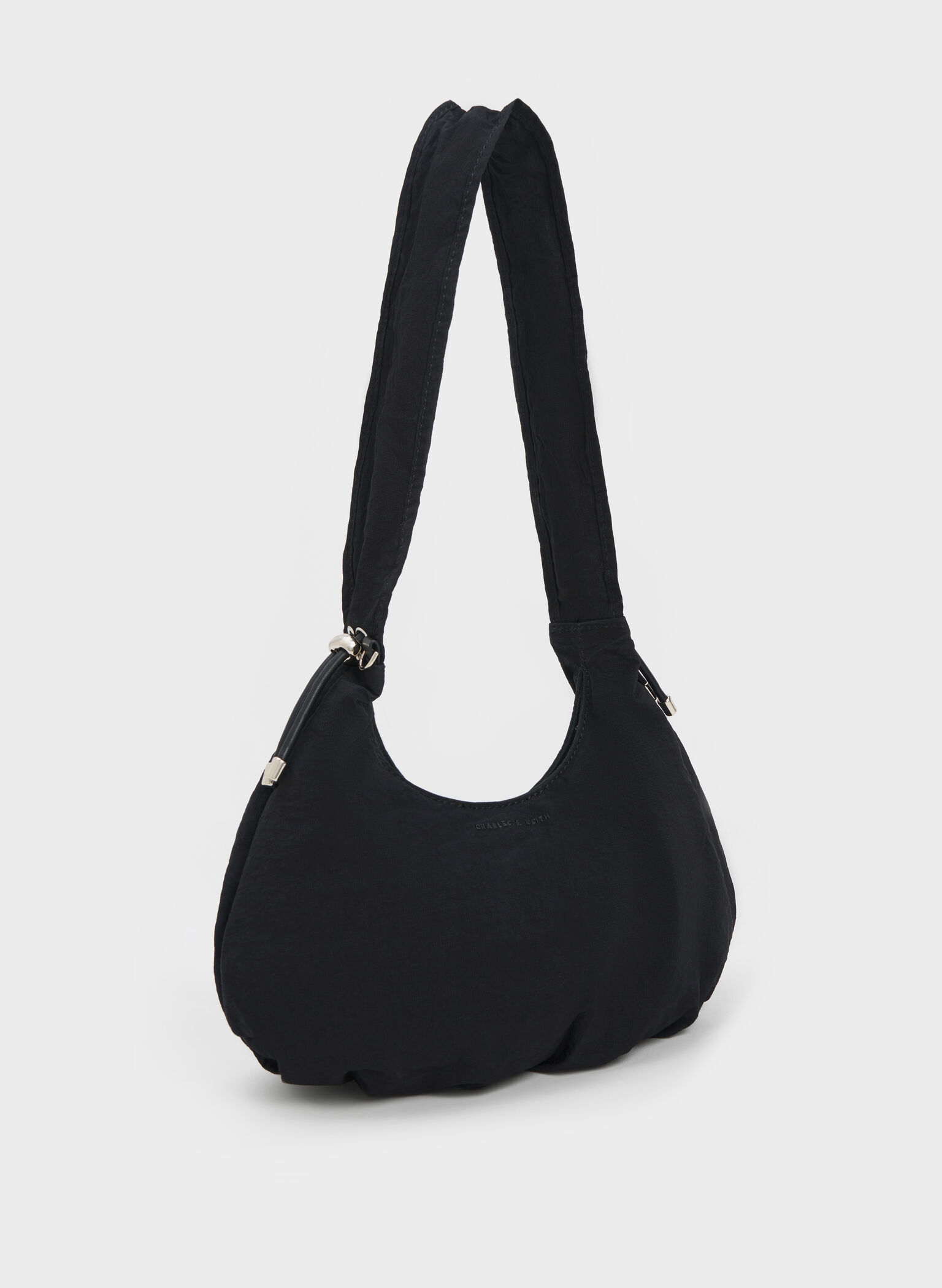 Maisy Ruched Nylon Bag, Black, hi-res