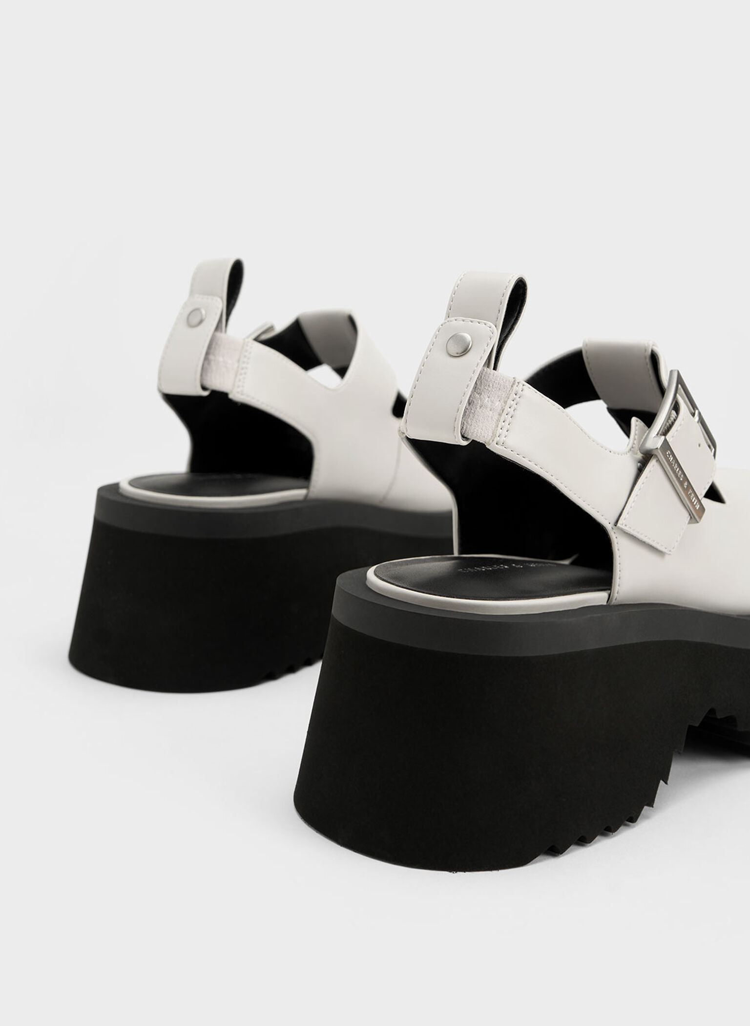 Chunky Chain Cut-Out Mary Janes, White, hi-res