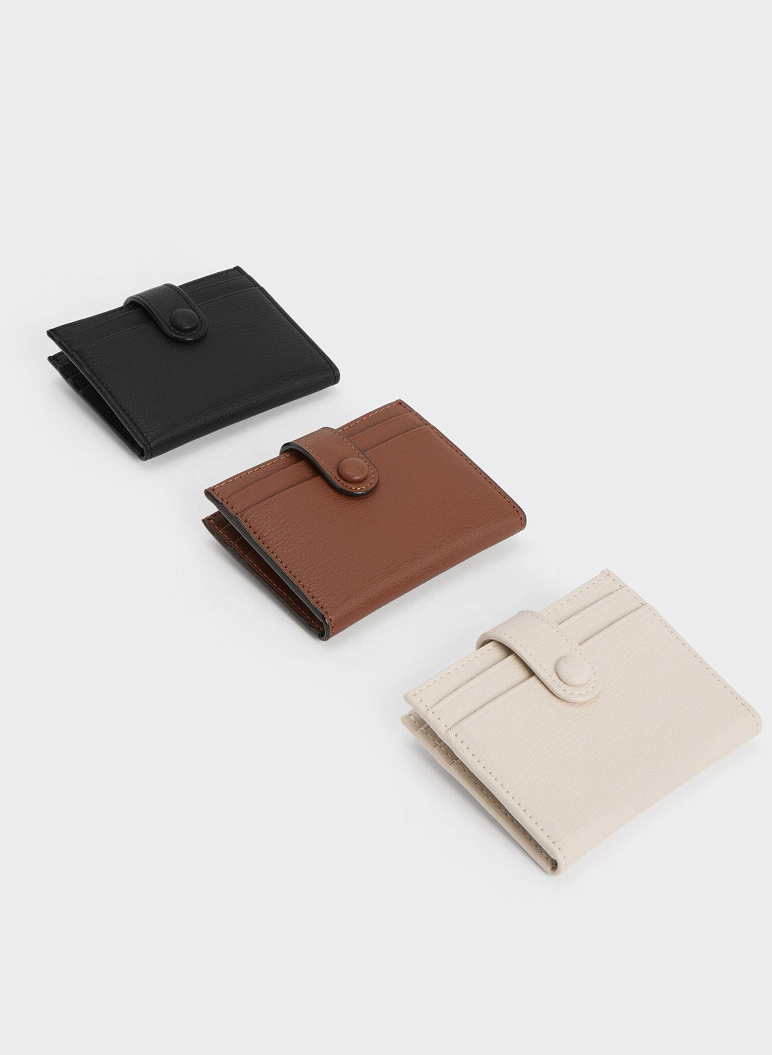 Snap Button Card Holder, Chocolate, hi-res